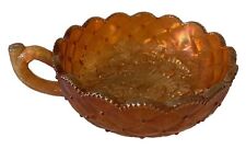 Carnival Glass Vintage Amber Candy Dish with Handle BEAUTIFUL picture