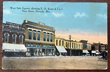 Nevada Missouri Street Scene Kress Store Buggy Vintage Postcard c1910 picture