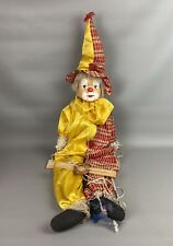 Vintage Circus Clown Boy Porcelain Head String Marionette Puppet on Swing picture