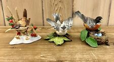 Lot of 3 Lenox Fine Porcelain Birds of the Garden Titmouse Wren Robin - Chipped picture