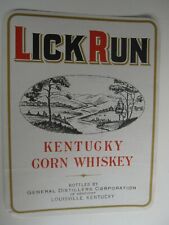 General Distillers Lick Run Kentucky Corn Whiskey Label BIS picture