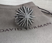 DAVID YURMAN Sterling Silver Large 34MM STARBURST Pave Diamonds Ring Sz 7.5 picture