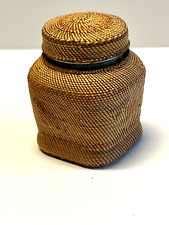 Vintage Original Native American Indian Basket Jar Bottle Glass picture