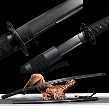 handmade Black Folded Steel Japanese Samurai Sword katana Full Tang Sharp Blade picture