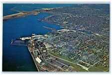 c1960's Air View Of Ludington Well-Known As Ferry Port Ludington MI Postcard picture