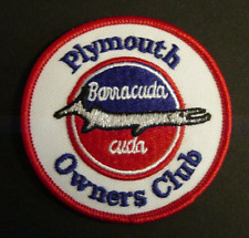 Plymouth Barracuda Cuda Owners Club Embroidered Patch Vtg NOS Chrysler Mopar 5/C picture