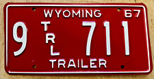 MINT   WYOMING 1967  TRAILER  LICENSE PLATE  