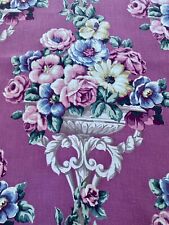 LUXE 30s Rococo Urns of ROSES on Creamy Purple Barkcloth Vintage Fabric PILLOWS picture