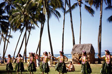 35mm Slide 1950s Red Border Kodachrome Hulu Dancing Honolulu Hawaii picture