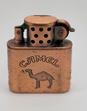Vintage CAMEL Cigarettes Brushed Copper Finish Lift Arm Fluid Tank Lighter picture