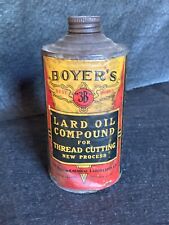 Early 1900s Antique Boyer's Lard Oil Compound for Thread Cutting 1 Quart picture