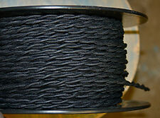 Black Twisted Cotton Covered Wire - Vintage Style Braided Cloth Lamp Cord, USA picture