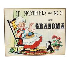 Vintage Russ Berrie 1976 Ask Grandma Wood Wall Plaque Hanging Living Quote Funny picture