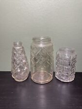 Lot Of Three Mid Century Embossed Textured Patterned Glass Jars/bottles picture
