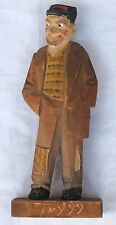Rare Vtg Carved Wood Sculpture Artist Carl Johan Trygg 1887-1954 Hobo Hands Coat picture