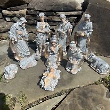 Vintage Nativity Set Of (10)  Sparkly Silver GORGEOUS picture