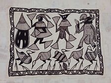 Vintage Beautiful African Korhogo Pictorial Mud Cloth Wall Hanging Textile picture