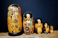 Gustav Klimt Signed Nesting Dolls, 5 Piece  Hand Painted Russian Dolls picture