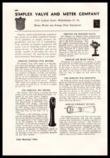 1949 Simplex Valve & Meter Water Sewage  Philadelphia PA Vintage trade print ad picture