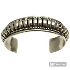 Important Navajo Sterling Silver Ribbed Melon Cuff Bracelet by Thomas Charley picture