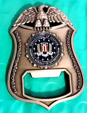 RARE FBI PEWTER BOTTLE OPENER 2.14 INCH MINT CHALLENGE COIN LEO picture