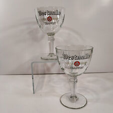 2 x New WESTMALLE TRAPPIST Pedestal Cut Glass Beer Glasses Chalice Belgium 33cl picture