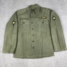 Vintage US Army OG-107 Military Shirt Mens Medium Button Up Green Long Sleeve picture