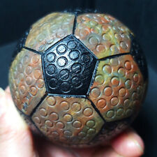 TOP 443.2G beautiful Polished Engrave Soccer Agate Crystal Ball Healing  B111 picture