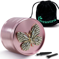 Wholesale 50 pcs Tobacco Herb Grinder Pink Butterfly 2.5 inch- Aluminum 4 Piece picture