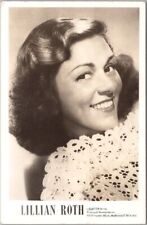 c1950s Actress LILLIAN ROTH Photo RPPC Postcard Headshot / Autographed on Back picture