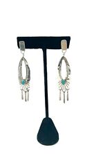 Navajo Sterling Turquoise Dangle Earrings by Pat Platero Handmade 925 Silver picture