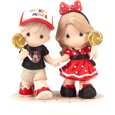 ღ New PRECIOUS MOMENTS DISNEY Figurine MICKEY MINNIE FAN Boy Girl Lollipop Candy picture
