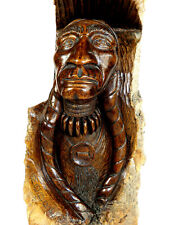 Pacific NW Native American Carved Wood Statue Bust Signed Jack Moore 89' 14
