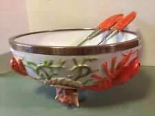 Antique Art Nouveau Musterschutz Lobster Sea Shell Serving Salad Bowl & Servers picture