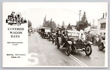 San Bernardino CA, Covered Wagon Days Old Cars, VTG RPPC Real Photo Postcard picture
