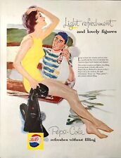 1957 Pepsi-Cola Soda Pop Refreshing Trimmer Slimmer Figure Vintage Art Print Ad picture