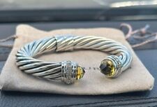 David Yurman Sterling Silver 10mm Cable Bracelet with LEMON CITRINE & Diamonds picture