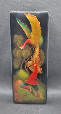 Fedoskino Russian Lacquer Box Firebird Ivan Gray Wolf Handpainted Signed picture