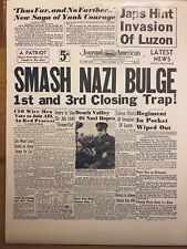 VINTAGE NEWSPAPER HEADLINE ~WORLD WAR 2 BATTLE OF THE BULGE  RETREAT 1944 picture