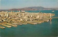 Aerial View San Francisco California Alcatraz Bay Bridge Postcard picture