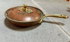 Antique Italian Handcrafted Copper Saute Pan With Brass Handles picture