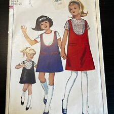 Vintage 1960s Simplicity 6288 Girls Mod Jumper + Blouse Sewing Pattern 8 CUT picture