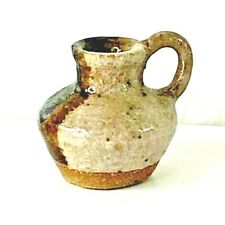 Art Pottery Signed Pitcher Glazed Miniature 1 Inch Tall Doll House picture