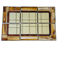 Vintage 6 Piece Mosaic Panel Slag Glass Panes Wall Hanging 1940's picture