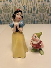 Disney Snow White and Doc Figurines  Dwarf Ceramic Vintage Japan  picture