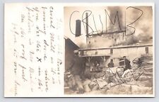 c1900s~Mill Fire~Man on Flaming Roof~Canal Fulton Ohio OH~Antique RPPC Postcard picture
