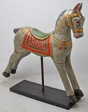 Hand Carved Wooden Horse Figurine on Stand Fine Rustic Painted picture
