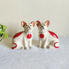 1940s Vintage Handmade Painted Paper Mache Cats Pair Figure Statue Props TC137 picture