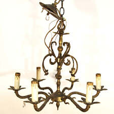 Antique Spanish Brass Chandelier 6 Light Floral Design Beautiful picture