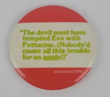 Vintage Funny Mamma Leone's Button Pin  Advertising Adam & Eve Lapel Hat Pin picture